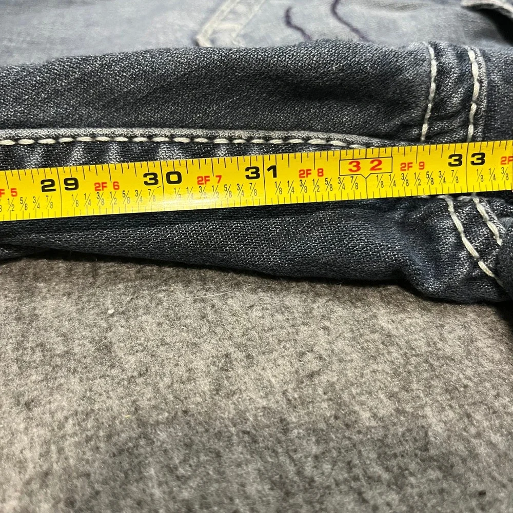 True Religion Section Straight Jeans 36x33 Blue Distressed Paint Splatter Men